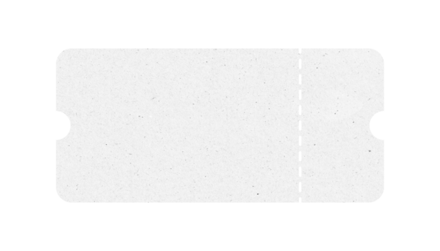 White ticket isolated with paper texture for mockups