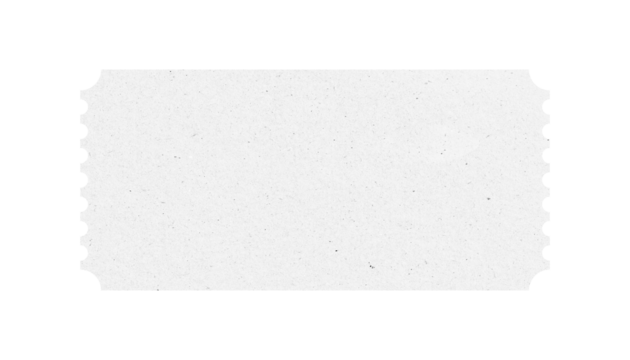 White ticket isolated with paper texture for mockups