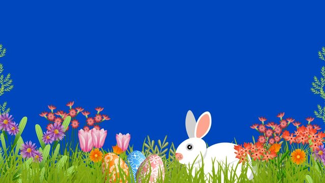 beautiful Easter animation with animated flowers and rabbit