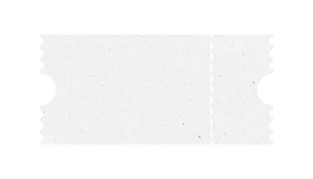 White ticket isolated with paper texture for mockups