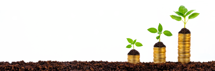 growing plants show success on stacked coins