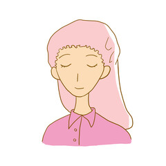 ヘアキャップをつけるロングヘマの女性