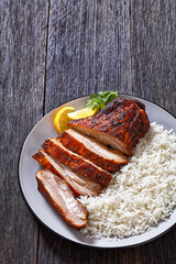 roast baby back pork meaty ribs with basmati rice
