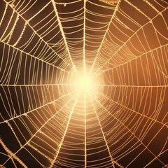 Obraz premium spider web with dew drops - scary halloween - Generative AI