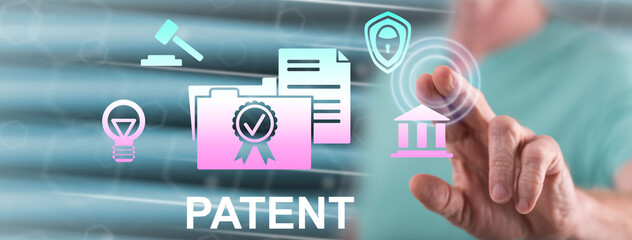 Man touching a patent concept