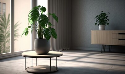  a potted plant sitting on top of a table in a room.  generative ai