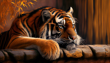 A tiger resting generative AI