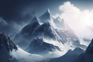 landscape with snow created with Generative AI technology