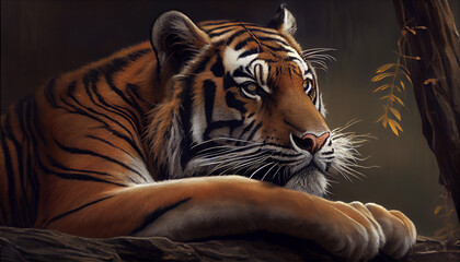 A tiger resting generative AI