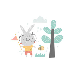 vector image of a cute bunny in gasses
