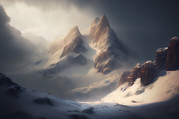 sunrise over the mountains created with Generative AI technology