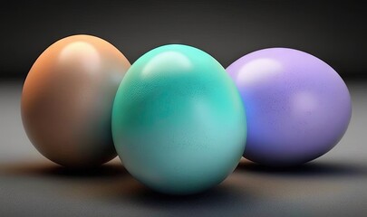  a group of three eggs sitting next to each other on a table.  generative ai