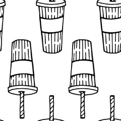 disposable cups pattern on white