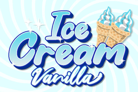 vanilla ice cream food logo typography 3d editable text effect style lettering template style background wallpaper design poster banner