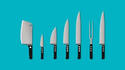 set of kitchen knives