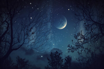 Fototapeta na wymiar Cloudless night sky filled with stars