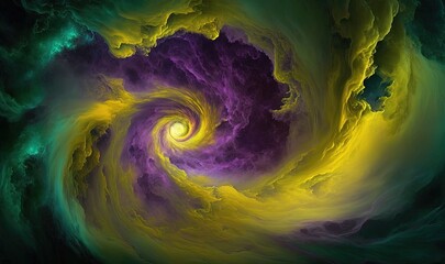 Fototapeta premium a colorful swirl with a yellow center in the middle of it. generative ai
