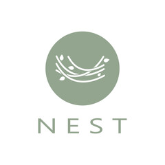 bird nest logo icon illustration design template, for bird farm, bird business, bird house, bird conservation with modern minimalist vector concept