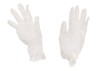 Obraz premium White rubber gloves. Gloves lie loosely arranged and are isolated from the background.