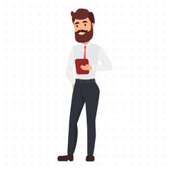 Corporate man with tablet flat icon. Colored vector element from business man and woman collection. Creative Corporate man with tablet icon for web design, templates and infographics.