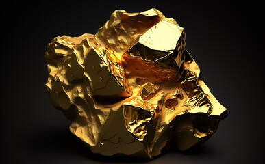 Gold Nugget, large and with a rough rocky look. Concept of Gold mining and prospecting. Illustrative Generative AI.