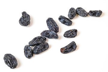 dry grapes on a white isolated background. Raisins on a white background