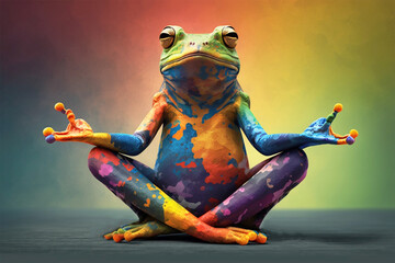 frog meditation, chakras, generative ai - obrazy, fototapety, plakaty