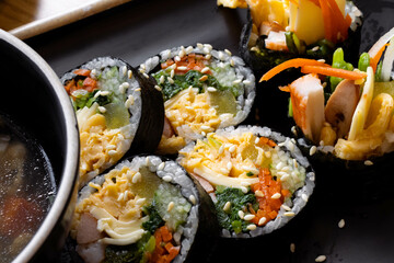 Kimbap or Korean seaweed rice rolls