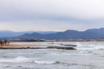 Stormy winter day on the Côte d'Azur - Beaches of St. Aygulf with Frejus and St. Raphael, France