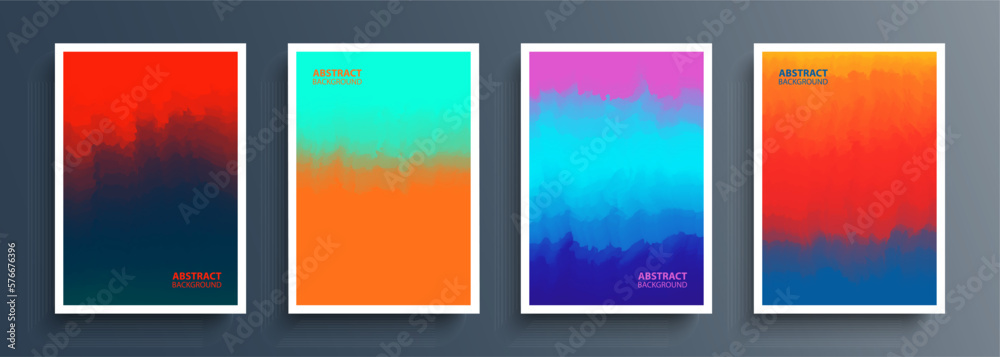Poster set of abstract vibrant backgrounds with dynamic color gradients. vivid graphic templates collection