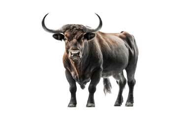Bull isolated on white, transparent background, PNG, generative ai	
