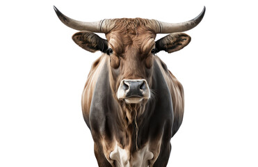 Bull isolated on white, transparent background, PNG, generative ai	
