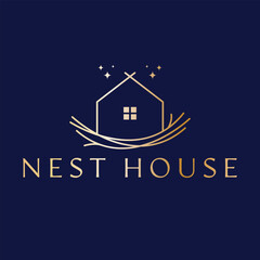 Nest and house abstract logo template. Nest house logo design. Real estate logotype.