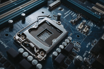 close up of electronic circuit board and CPU