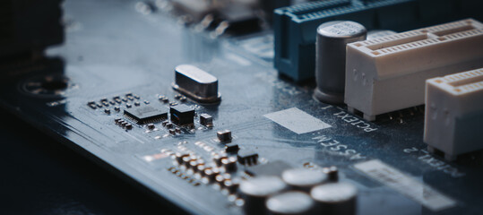 close up of electronic circuit board