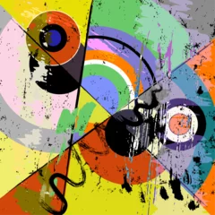 Zelfklevend Fotobehang colorful abstract background composition, with circles, semicircles, paint strokes and splashes, grungy © Kirsten Hinte