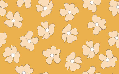 Floral seamless with hand drawn color flowers. Cute summer background. Modern floral compositions. Fashion vector stock illustration for wallpaper, posters, card, fabric, textile