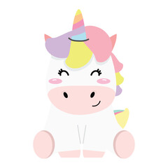 Obraz na płótnie Canvas Cute unicorn happy Character Design cartoon
