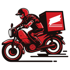 Fototapeta na wymiar silhouette of a motorcycle delivery in red
