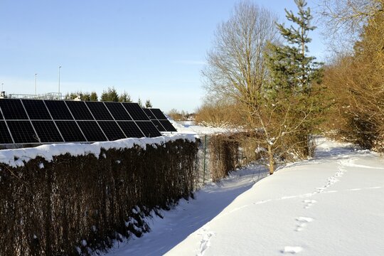 solar power ecology energy panels in winter