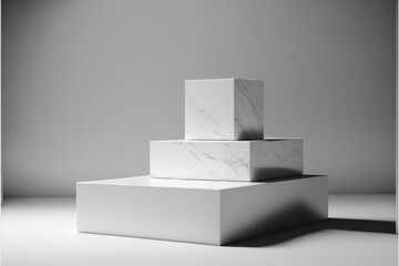 3d render of abstract minimal geometric forms. Glossy white podium for product presentation