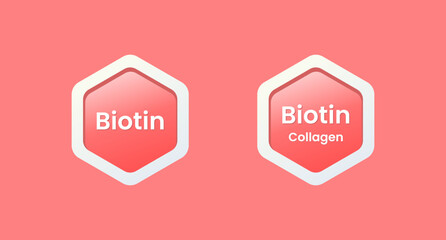 Biotin label vector or Biotin icon vector For illustration of nutritional intake. Biotin symbol or label for supplement product packaging. Suitable for biotin icon on health product packaging.