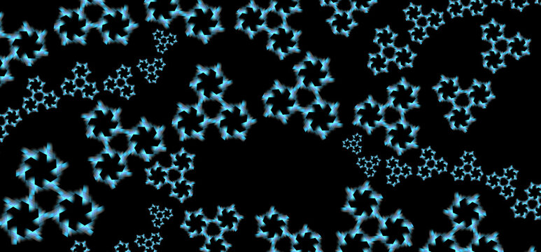 Glowing hexagonal star like fidget spinner pattern on black background 