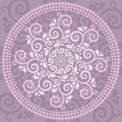 Vector mandala. Decorative gentle round pink gradient floral ornament on rose