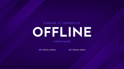 Offline stream twitch banner. Screensaver offline streaming background with geometric purple gradient. Modern gaming stream overlay template. Vector illustration. © Ardkyuu