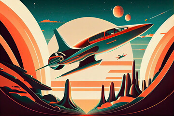 1960s-1970s Retro Style Space Illustrations. Psychedelic Style.