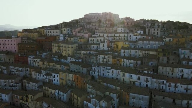 Aerial view of Calitri, Avellino, Campania, Italy.