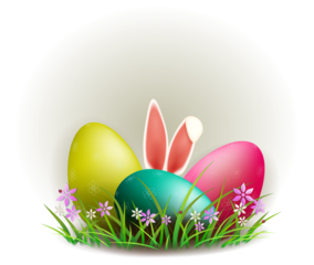 Easter eggs with bunny ears.