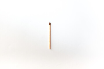 Wooden match or matchstick on white background.