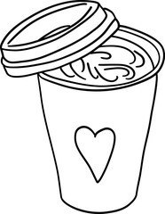 doodle coffee with heart